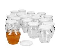 MamboCat Lot de 18 pots à confiture 212 ml I Bocaux Twist Off polyvalents à remplir I Bocaux pour fruits, confiture, gelée, antipasti, etc. I Beaux bocaux à visser avec couvercle TO 63 blanc