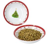 MamboCat Lot de 2 bols de service de Noël Ø 23 cm I 1 l I Bol en porcelaine blanche avec décor de Noël pour pommes de terre, légumes, soupe, etc. I pour Noël