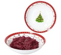 MamboCat Lot de 2 bols de service de Noël Ø 25,5 cm I 1,3 l I Bol en porcelaine blanche avec décor de Noël pour accompagnements, dessert, soupe, etc. I pour Noël