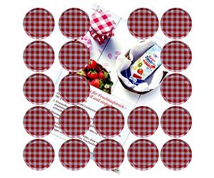 MamboCat Lot de 20 couvercles à carreaux rouges to 66 - Compatible avec les bocaux de 125 ml - Avec livret de recettes Diamant-Zucker Gelierzauber (français non garanti)
