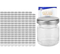 MamboCat Lot de 200 bocaux ronds de 53 ml avec livret de recettes Diamant Gelierzauber, bocaux de conserve, bocaux de conserve, mini bocaux en verre, bocaux à fruits, bocaux à portions