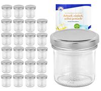 MamboCat Lot de 24 bocaux en verre de 167 ml avec couvercle couleur argent to 66 avec livret de recettes Diamant Gelierzauber (français non garanti), pots à confiture, pots de conserve, bocaux en