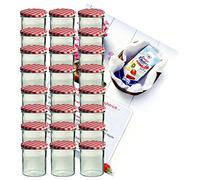 MamboCat Lot de 24 bocaux en verre de 350 ml avec couvercles rouges à carreaux To 82 et livret de recettes de la marque de sucre gélifiant Diamant Gelierzauber (français non garanti)