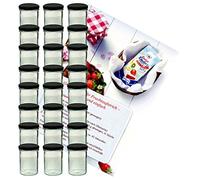 MamboCat Lot de 24 bocaux en verre de 435 ml avec couvercles noirs To 82 + livret de recettes Diamant-Zucker Gelierzauber (français non garanti)