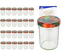 MamboCat Lot de 25 bocaux en verre de 230 ml avec couvercle couleur fruits décor to 66 avec livret de recettes Diamant Gelierzauber (français non garanti), pots à confiture, bocaux de conserve, bocaux