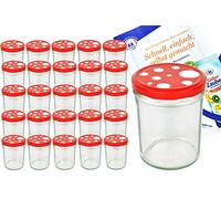 MamboCat Lot de 25 bocaux en Verre de 435 ML avec couvercles to 82 Rouges à Pois Blancs et livret de Recettes de la Marque de Sucre gélifiant Diamant Gelierzauber (français Non Garanti)