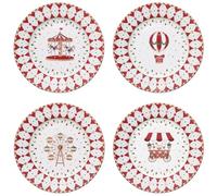 MamboCat Lot de 4 assiettes à gâteau Christmas Wonderland avec coffret cadeau I Ø 19,2 cm I Assiettes à petit-déjeuner en porcelaine avec différentes décorations de Noël pour 4 personnes I Service