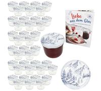 MamboCat Lot de 40 bocaux en verre de 230 ml avec couvercle à visser Alpes I + couvercles TO 82 avec recette de sucre diamant I bocaux de conservation et stérilisation