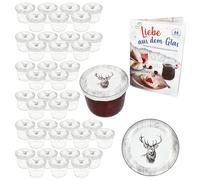 MamboCat Lot de 40 bocaux en verre de 230 ml avec couvercles à visser Alois Cerf I Bocaux de conservation + jusqu'à 82 couvercles + livret de recettes gratuit I Bocaux de conservation et conservation