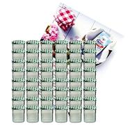 MamboCat Lot de 48 bocaux en verre de 350 ml avec couvercles à carreaux verts To 82 + livret de recettes Diamant Zucker Gelierzauber (français non garanti)