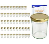 MamboCat Lot de 50 bocaux à confiture 230 ml Haut Couleur du couvercle : doré To 66, bocaux à confiture, bocaux à conserves, bocaux à bocaux