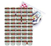 MamboCat Lot de 50 bocaux en verre de 230 ml - Avec couvercles à visser et livret de recettes (français non garanti) - Passe au four