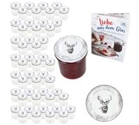 MamboCat Lot de 50 bocaux en verre de 350 ml avec couvercles à visser Alois Cerf I Bocaux de conservation + jusqu'à 82 couvercles + livret gratuit I Bocaux de conservation et conservation