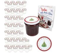 MamboCat Lot de 50 bocaux en verre de 350 ml avec couvercles à visser et 82 couvercles + livret de recettes gratuit I Bocaux de conservation et conservation