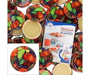 MamboCat Lot de 50 couvercles décor de Fruits to 82 230 ML, 350 ML ou 435 ML de avec Diamant Sucre gelierzauber livret de Recettes