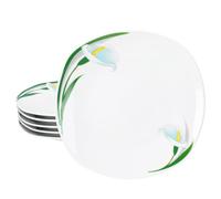 MamboCat Lot de 6 assiettes à gâteau White Calla I Florale élégantes en porcelaine avec décor floral pour 6 personnes I Petites assiettes pour salade, dessert, amuse-bouches, etc.