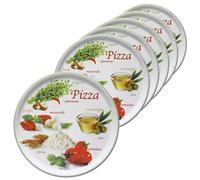 MamboCat Lot de 6 assiettes à pizza Napoli Green I Ø 32 cm - Grande I 6 personnes I Assiettes avec motifs et inscriptions I Décorées I Pour pizzas ou présentation I Porcelaine