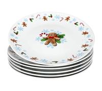 MamboCat Lot de 6 assiettes plates Candyman I Grandes assiettes en porcelaine pour 6 personnes avec décor de Noël bleu glacial I Vaisselle pour Noël, l'Avent & Saint-Nicolas