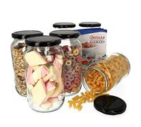 MamboCat Lot de 6 bocaux de conservation ronds en verre 1062 ml couvercle à visser I Twist Off livret de recettes inclus