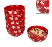 MamboCat Lot de 6 bols à céréales Advent - 450 ml - En faïence rouge avec motifs de Noël en crème - Pour céréales, dessert, collations, etc. - Noël, l'Avent et Saint-Nicolas