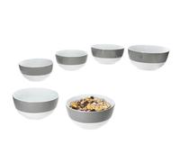 MamboCat Lot de 6 bols Variant gris 14,3 cm I 450 ml I Bol en porcelaine colorée pour 6 personnes I Bol pour salade, céréales, chips et autres I Vaisselle colorée pour le petit déjeuner, le déjeuner