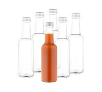 MamboCat Lot de 6 bouteilles en verre de 250 ml avec bouchon à vis argenté - Lot de 6 bouteilles à col droit de 250 ml + bouchon à vis argenté - Remplissage de vinaigre et d'huile, de sirop, de moût,