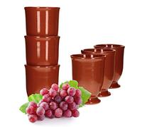 MamboCat Lot de 6 gobelets en argile I Entièrement émaillés I 175 ml I Méditerranéen I Unique Fait à la main I Met-Pott I Tasse en argile I Antique/Vintage I Moyen Âge I Viking