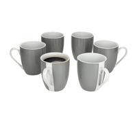 MamboCat Lot de 6 tasses à café Variant grises - 350 ml - Hauteur : 10,3 cm - En porcelaine colorée avec anse pour 6 personnes - Tasses colorées pour boissons chaudes : thé, cacao, latte macchiato
