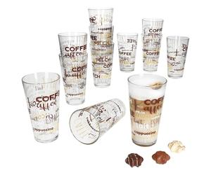MamboCat Lot de 6 verres à café Candy Latte Macchiato avec décor police I 380 ml I Verres à café empilables pour café glacé, café au lait, Frappé & Co.