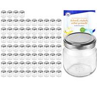 MamboCat Lot de 75 bocaux ronds de 212 ml avec couvercle argenté à 66 avec livret de recettes Diamant Gelierzauber (français non garanti), pots à confiture, bocaux de conserve, bocaux