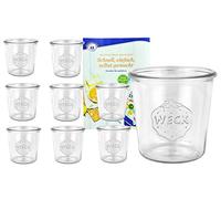 MamboCat Lot de 9 Pots en Verre 580 ML I Original Weck Pot à Dessert I Pots à provisions pour gâteaux, gelées, UVM I Pots sans Couvercle avec livret de Recettes Diamant Gelierzauber