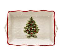 MamboCat Maestro bol de service en céramique rectangulaire I 2,2 l I Grand bol pour biscuits et salades avec décor de Noël I Poignées incluses