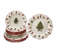 MamboCat Maestro Natale Service de table, 8 pièces, en céramique italienne, pour 4 personnes, avec décor de Noël, 4 assiettes creuses et 4 assiettes plates pour Noël, l'Avent et Saint-Nicolas