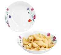 MamboCat Marie Lot de 2 bols de service Ø 23 cm I 1 l I Bol haut en porcelaine blanche avec décor prairie florale pour pommes de terre, boulettes, légumes, dessert, soupe, etc.