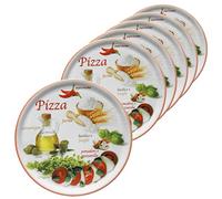 MamboCat Napoli Red Lot de 6 assiettes à pizza rouges Ø 32 cm I Assiettes de service avec motifs