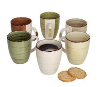 MamboCat Nature Lot de 6 Tasses à Café 300 ml I Style Maison de Campagne Moderne I Grandes Tasses en Faïence Avec Aspect Rustique I Tasses à Thé et à Café