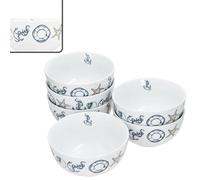 MamboCat Neptun Lot de 6 bols à céréales 14 cm I 400 ml I Bol en porcelaine avec motifs maritimes pour 6 personnes I Bols pour salade, soupe, céréales, chips, etc.