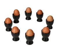 MamboCat Nero Lot de 8 coquetiers noirs - Pour 8 personnes - Ronds mats en faïence avec pied - Vaisselle pour l'œuf doux ou dur du petit-déjeuner au brunch et au buffet