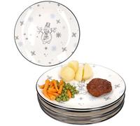 MamboCat Olove Lot de 6 assiettes plates, diamètre : 27 cm, en faïence, avec bonhomme de neige et flocons de neige, pour 6 personnes, pour Noël, l'Avent et Saint-Nicolas