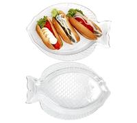 MamboCat Oslo Lot de 2 plats à poisson L I (L x l) 35 x 24 cm I Plateau de service en verre avec relief de poisson pour poissons, fruits de mer, salades, collations, etc.