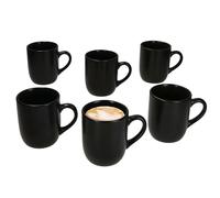 MamboCat Panther Lot de 6 tasses à café noires - 340 ml - Hauteur 10,3 cm - En faïence mate avec anse pour 6 personnes - Tasses pour boissons chaudes - Thé, cacao, latte macchiato et autres