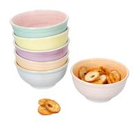 MamboCat Pastello Lot de 6 bols à collation et à sauce, 12,2 cm, 250 ml, en faïence multicolore, aux couleurs pastel, pour 6 personnes, mini bol pour sauces, fruits, mini salade, noix, etc.