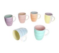 MamboCat Pastello Lot de 6 tasses en faïence, couleurs pastel, aspect tourbillon coloré, 400 ml, robustes et faciles d'entretien, passent au lave-vaisselle et au micro-ondes