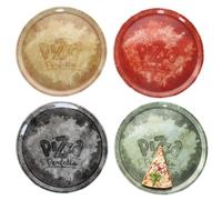MamboCat Perfetto Lot de 4 assiettes à pizza Ø 31,5 cm I Assiettes en porcelaine jaune, vert, rouge et noir I Idéal pour pizza, tartes flambées et plus encore I Grand plateau de service avec décor et
