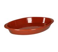 MamboCat Plat à four ovale en terre cuite 1,5 l - 39 x 23 x 5,5 cm - Vaisselle en terre cuite méditerranéenne Plaque émaillée Plat à rôtir et à cuire Lasagne Fait main Marché médiéval