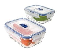 MamboCat Pure Box Active Lot de 2 boîtes de conservation en verre 820 ml avec couvercle en plastique avec valve I Étanches, hermétiques, sans BPA I Boîte à pain, récipient à charcuterie, boîte à