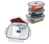 MamboCat Pure Box Active Lot de 4 boîtes à provisions en Verre avec Couvercle en Plastique avec Valve I 2 x 820 ML & 2 x 1220 ML I étanche, hermétique, sans BPA I Boîte à Pain,