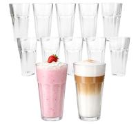 MamboCat Queen Lot de 12 verres à latte macchiato en verre transparent I 300 ml I 12 personnes I Verres coniques empilables I pour cocktails, smoothies, boissons chaudes, milkshakes