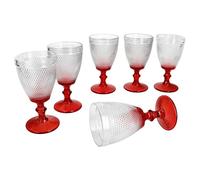 MamboCat Rubin Lot de 6 verres à vin rouge I 250 ml I Élégant verre à vin avec pied rouge I Aspect structuré I Pour vin rouge et blanc, eau, jus et plus encore