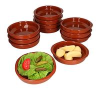 MamboCat Set de 12 cazuelas avec poignées Plats en Terre Cuite Ø 16 cm Taille M 300 ML 12 Personnes Méditerranée Pièce Unique Faite Main Grattage Tiramisu Amuse-Gueule Marché médiéval